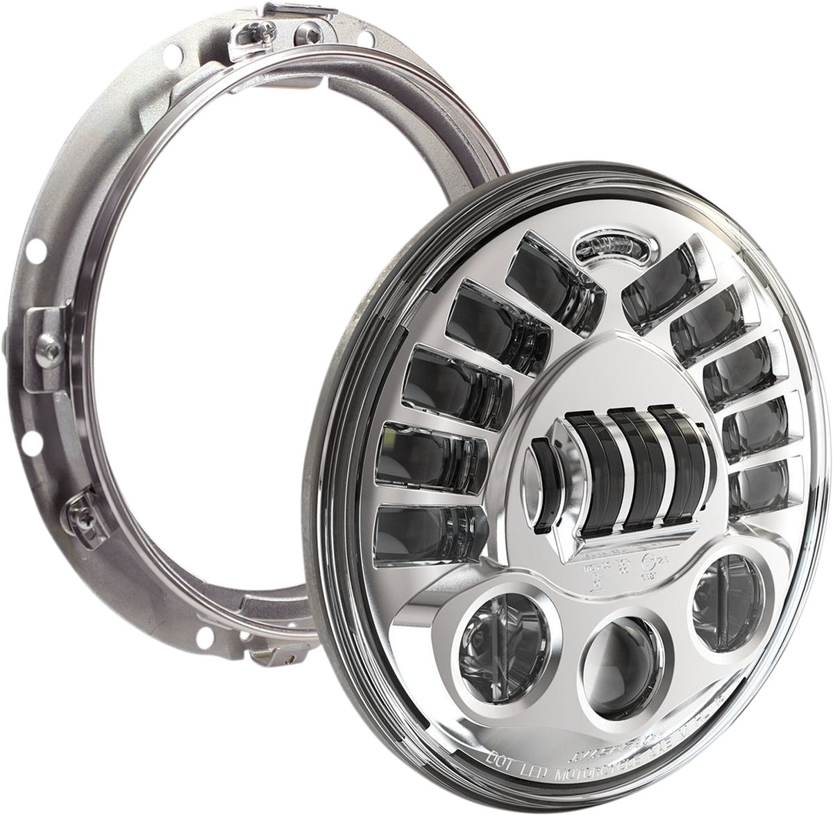 Custom Dynamics Adaptive Headlight with Mount 7" Chrome PB7A13C