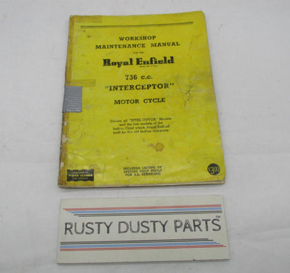 Royal Enfield 736CC Interceptor Motorcycle Workshop Maintenance Manual