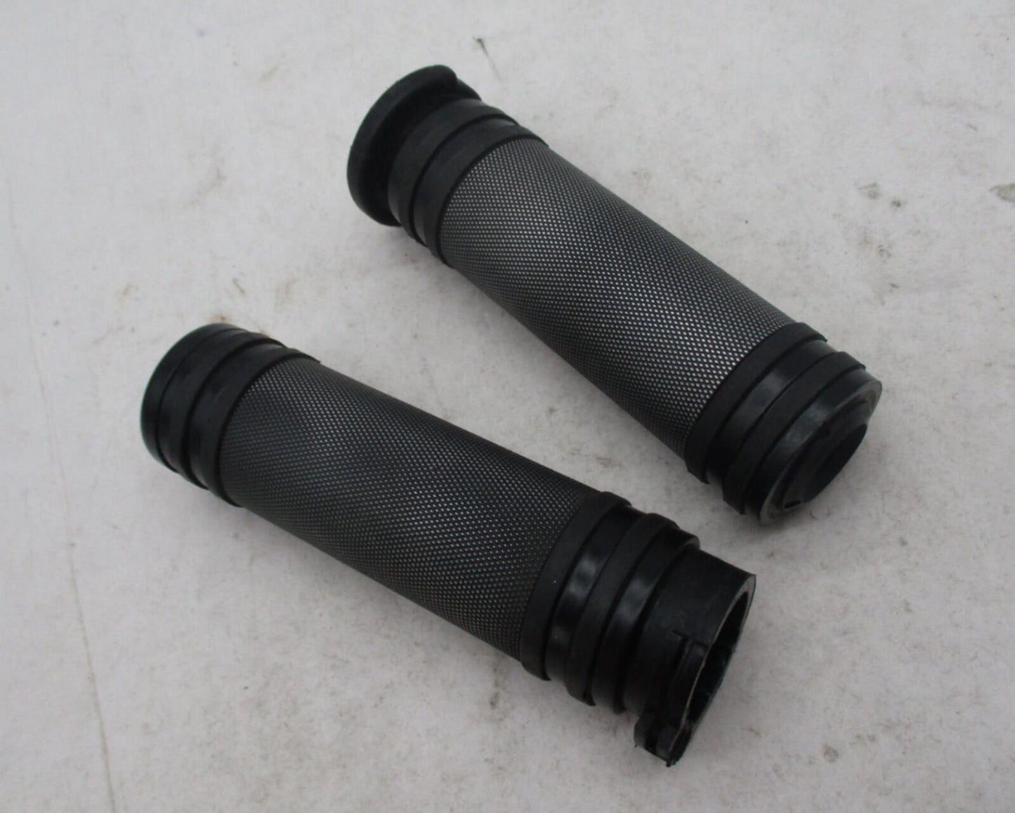 Pair of Harley Davidson Black Knurled Metal Handlebar Grips Missing Endcap