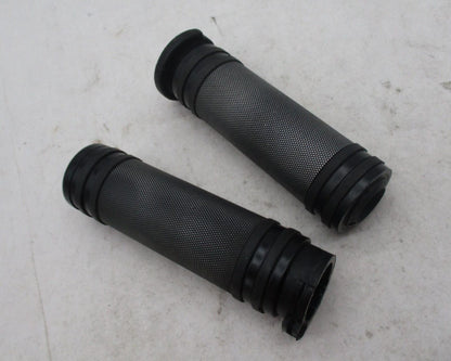 Pair of Harley Davidson Black Knurled Metal Handlebar Grips Missing Endcap