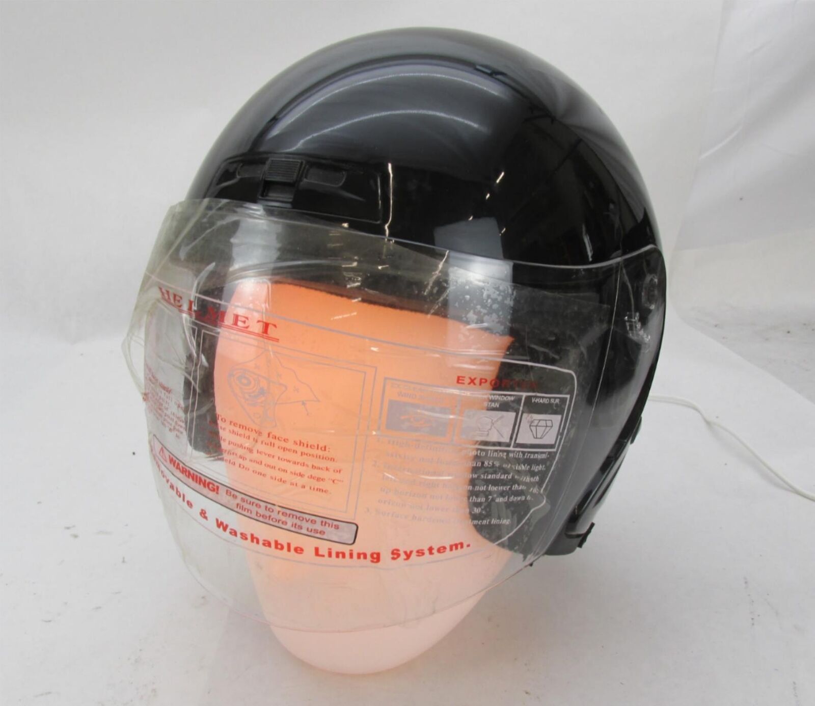 HCI Black Motorcycle Open Face Half Helmet Size Small S