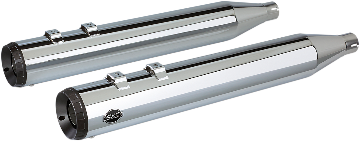 S & S Cycle 4" Grand National Slip-On Mufflers Chrome 550-0689