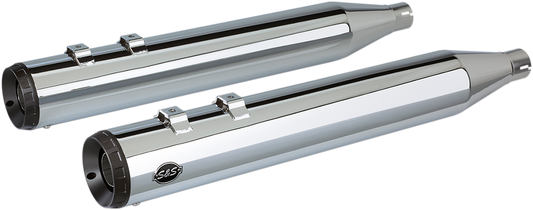 S & S Cycle 4" Grand National Slip-On Mufflers Chrome 550-0689