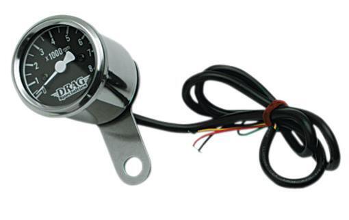 Drag Specialties Electronic Mini Tachometer 1 7/8in. Black Face 2211-0055