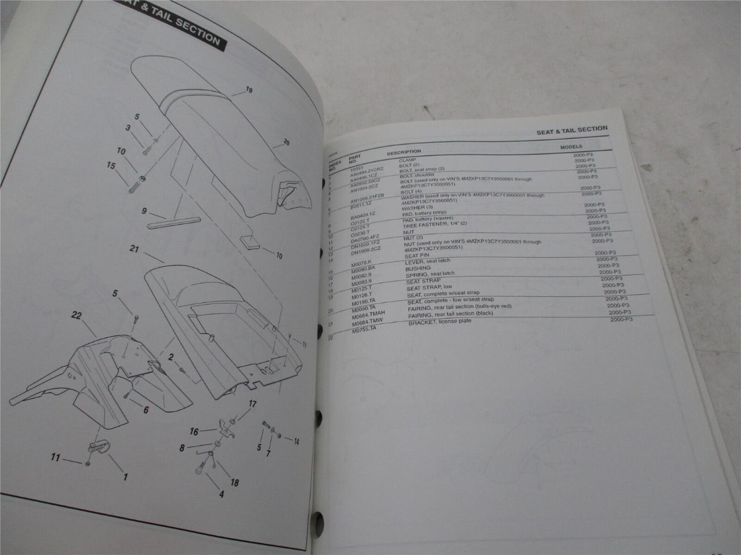 Harley Buell Official Factory 2000 Blast P3 Parts Catalog 99573-00Y
