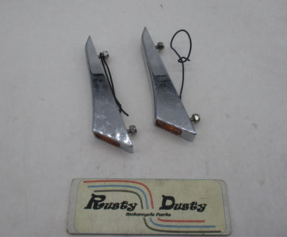 Set of 2 Harley Davidson Fender Chrome Strut Amber Chrome Side Marker Lights