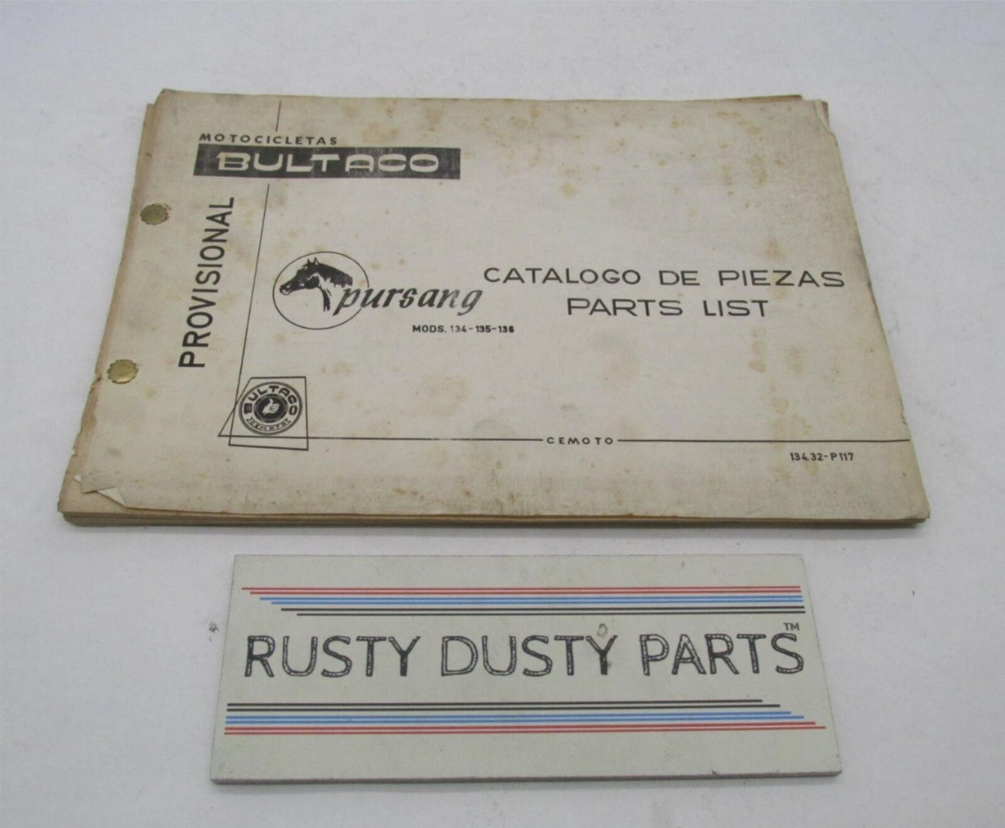 Bultaco Original Factory Provisional Pursang Parts Catalog List 134.32-P117