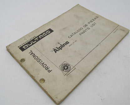 Bultaco Original Factory Provisional 1974 Alpina Parts Catalog List 137.32-117