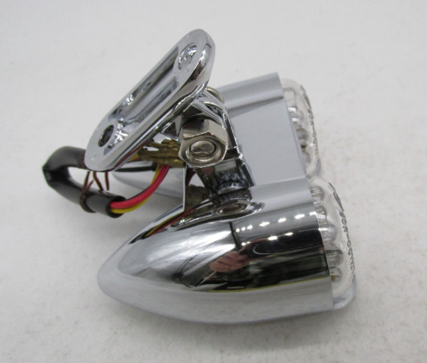 V-Twin Universal Motorcycle Harley Chrome Hi-Glide Amber Dual LED Light 33-0060