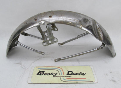 Vintage Patina Chrome 4.5" Wide Front Fender Triumph BSA Norton Ducati Guzzi