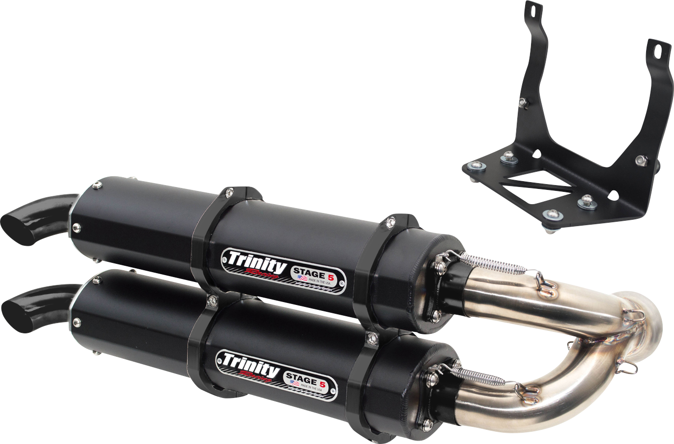 TRINITY RACING Stage 5 Dual Slip-On Muffler Cerakote Black TR-4160S-C2