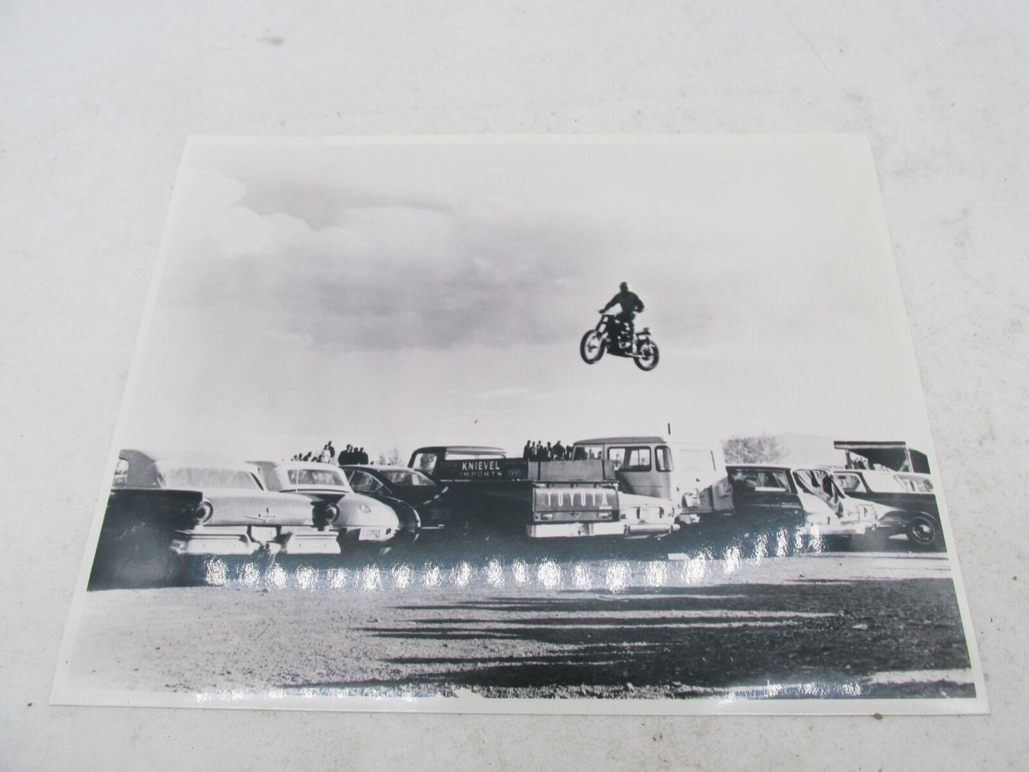 Evel Knievel Motorcycle Jump Photo 8X10" Black & White B&W Harley Davidson