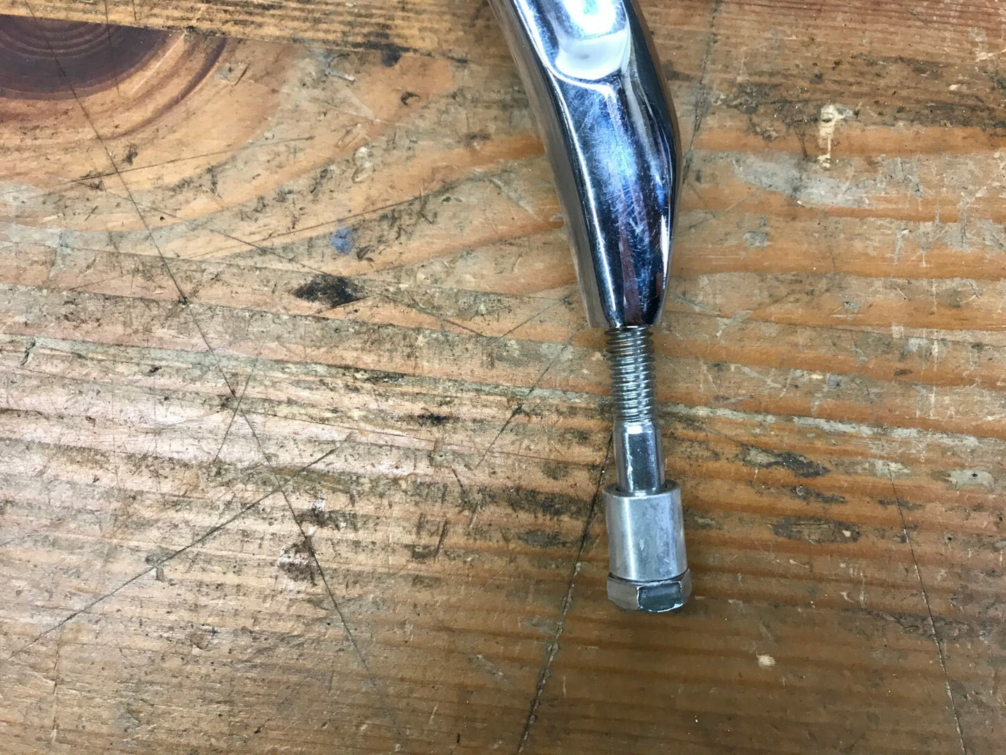 Harley Right side Mirror Custom Chrome Grooved Stem Crescent Style Cho