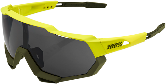 100% Speedtrap Sunglasses Neon Yellow/Black Mirror 61023-004-61