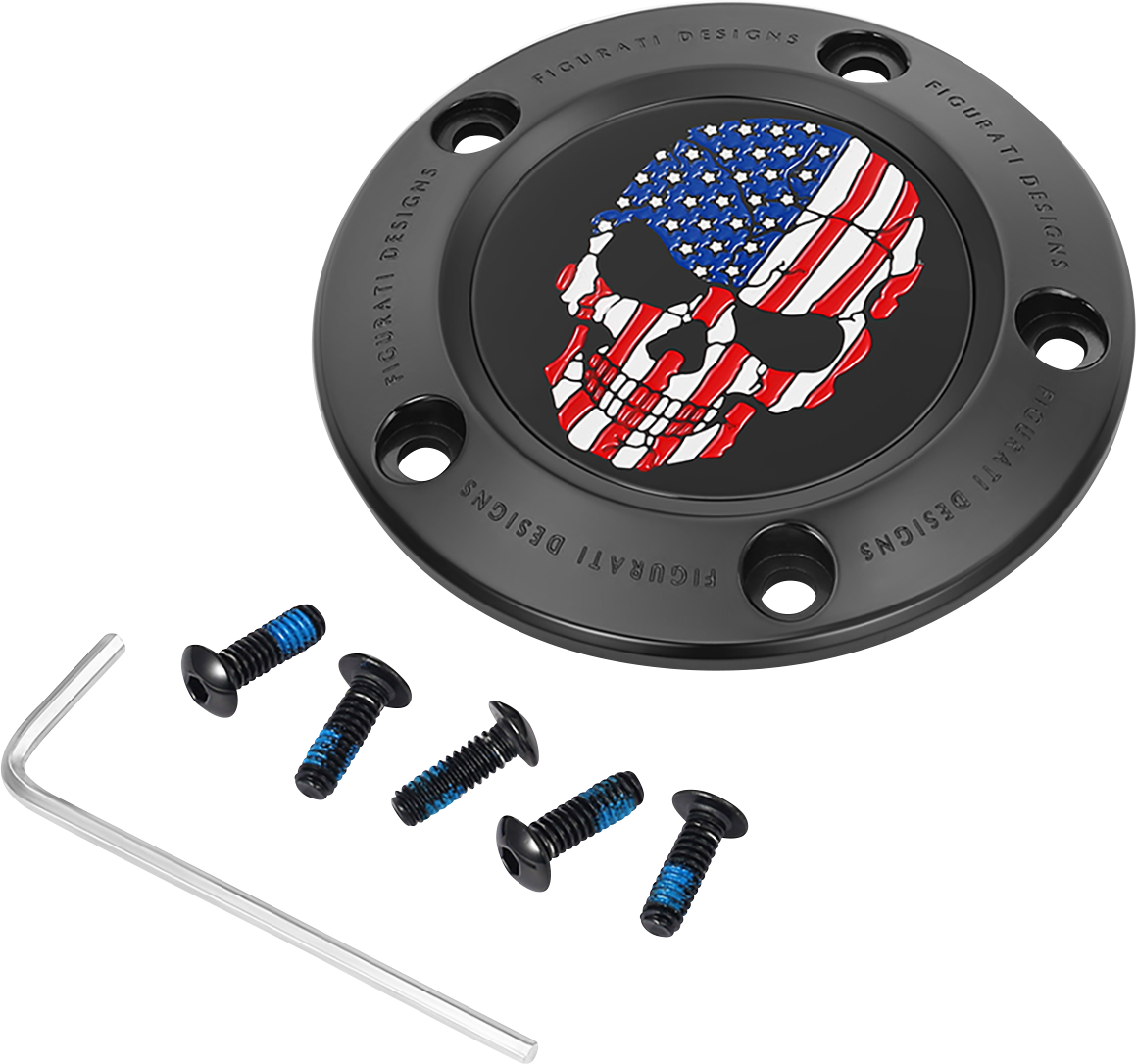 FIGURATI DESIGNS Timing Cover 5 Hole Black Skull FD25-TC-5H-BLK