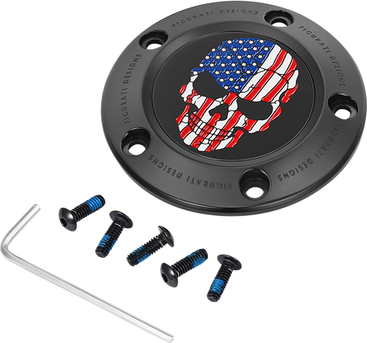 FIGURATI DESIGNS Timing Cover 5 Hole Black Skull FD25-TC-5H-BLK