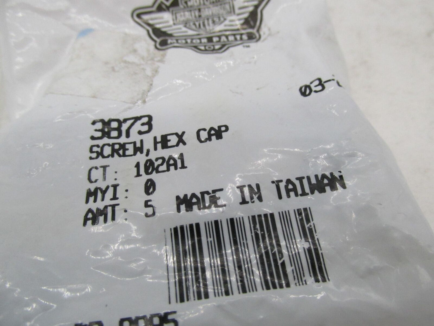 Lot of 5 Harley-Davidson Genuine NOS Hex Cap Screws 3873