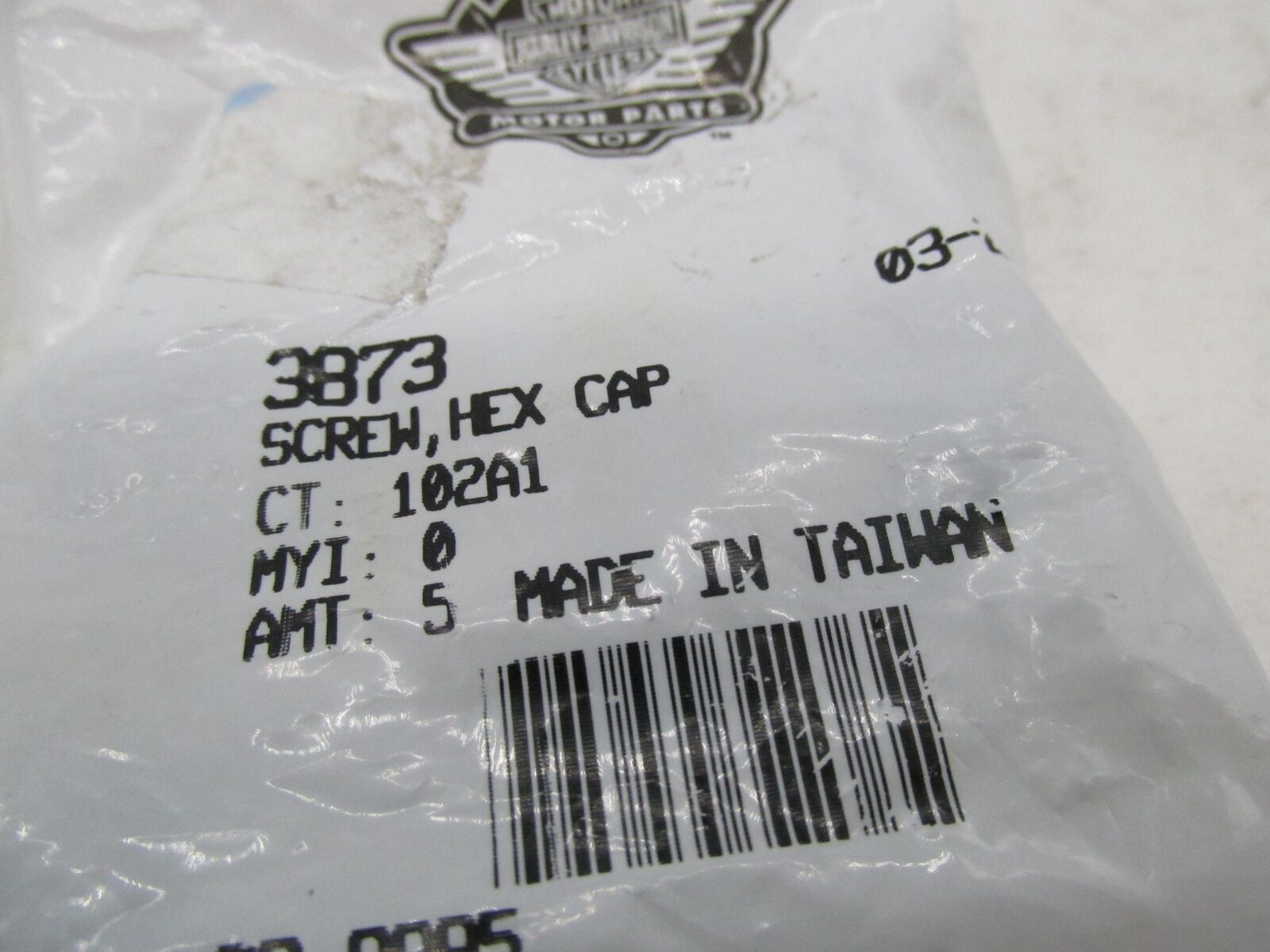 Lot of 5 Harley-Davidson Genuine NOS Hex Cap Screws 3873