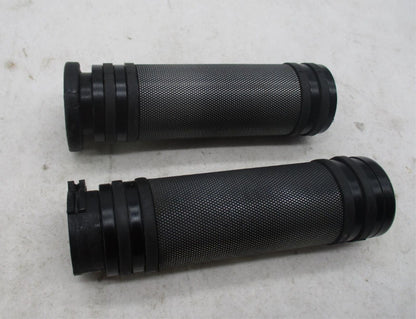 Pair of Harley Davidson Black Knurled Metal Handlebar Grips Missing Endcap