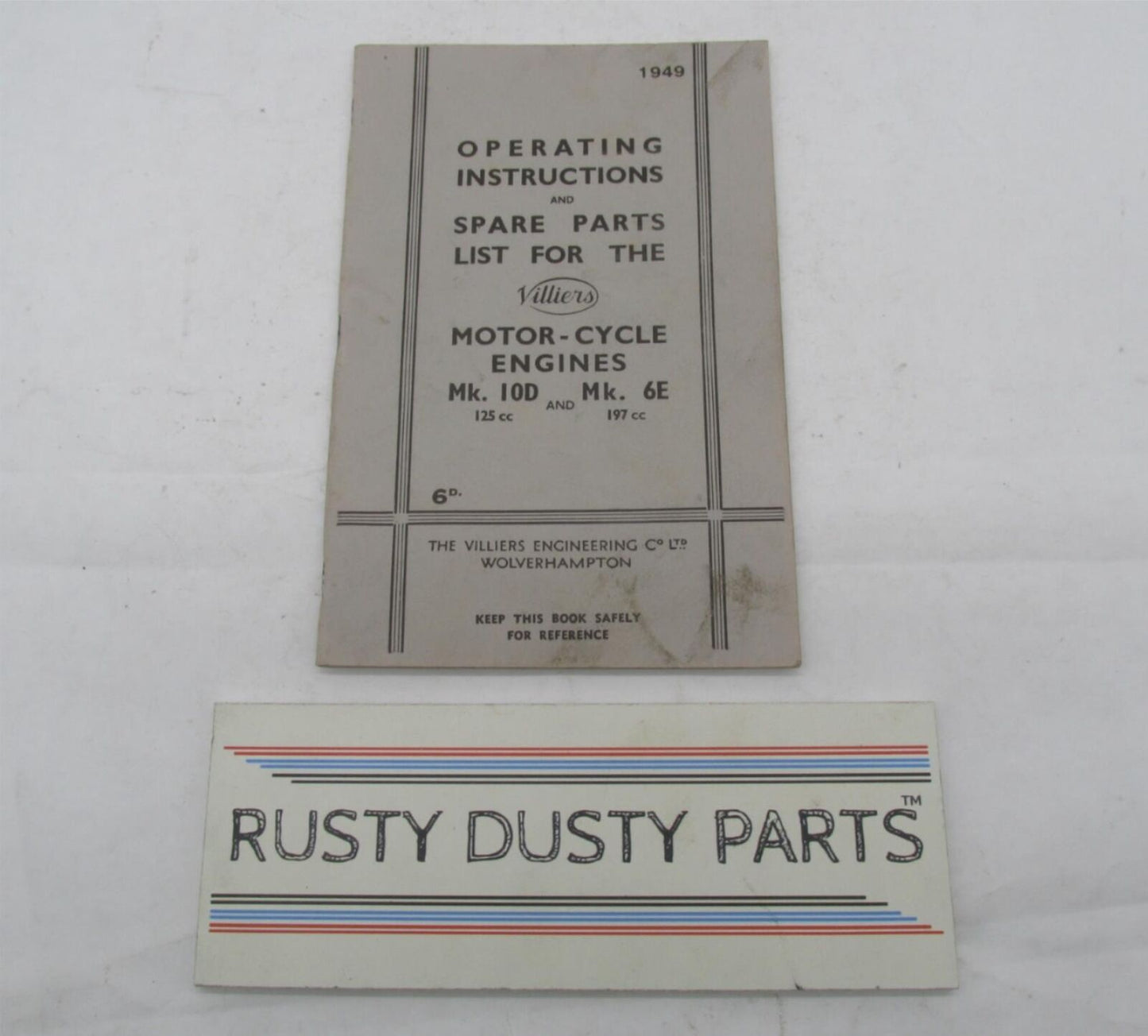 MK10D MK6E Villers Spare Parts List & Operating Manual Instructions Manual