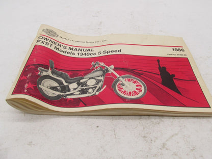 Harley-Davidson Official Factory 1986 5-Speed FXST Owner's Manual 99460-86