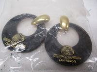 Harley-Davidson HD Leather Eagle Gold Color Earrings Jewelry