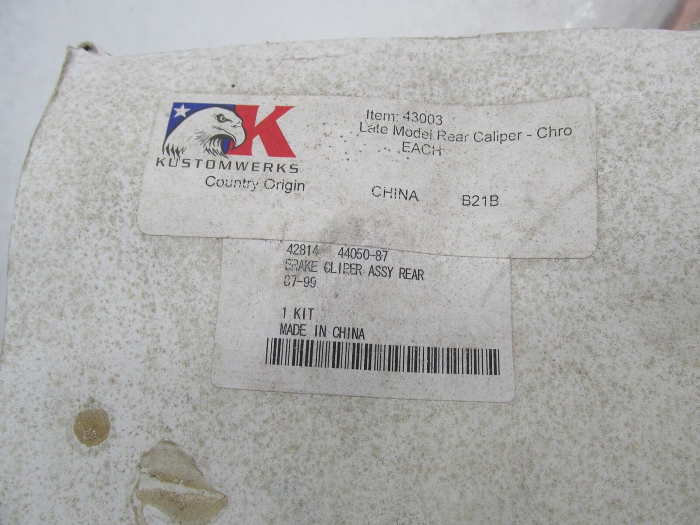 KustomWerkz Harley Davidson Chrome Rear Brake Caliper Assembly 43003 44050-87