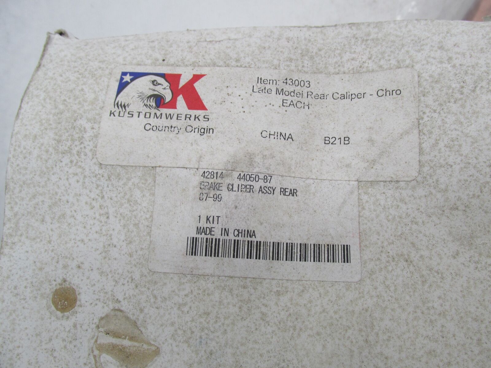 KustomWerkz Harley Davidson Chrome Rear Brake Caliper Assembly 43003 44050-87