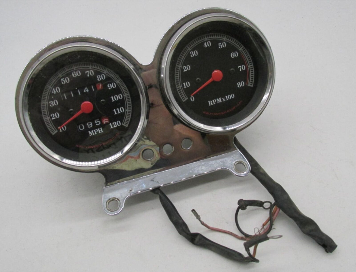 Harley-Davidson Genuine Chrome Dual Gauge Speedo & Tach Gauge Clock Assembly