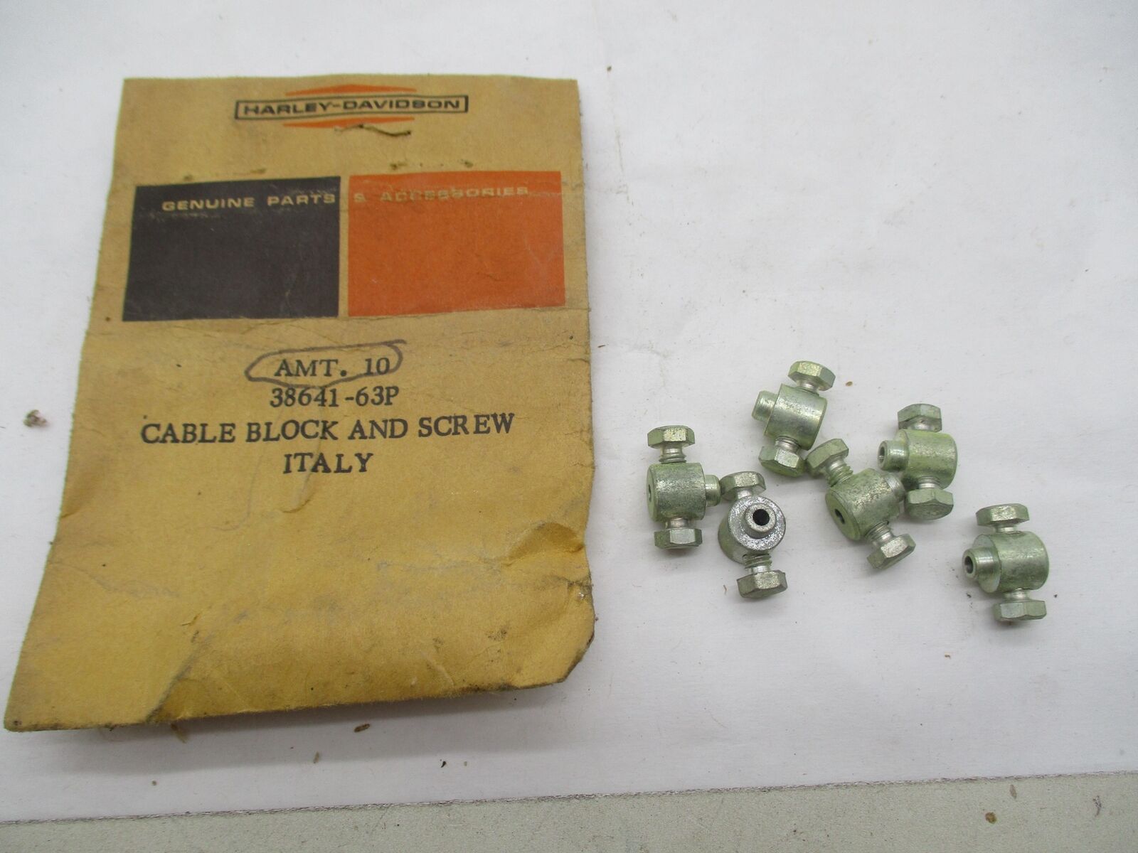 Lot of 6 Harley Genuine NOS Aermacchi Brake Cable Block With Screws 38641-63P