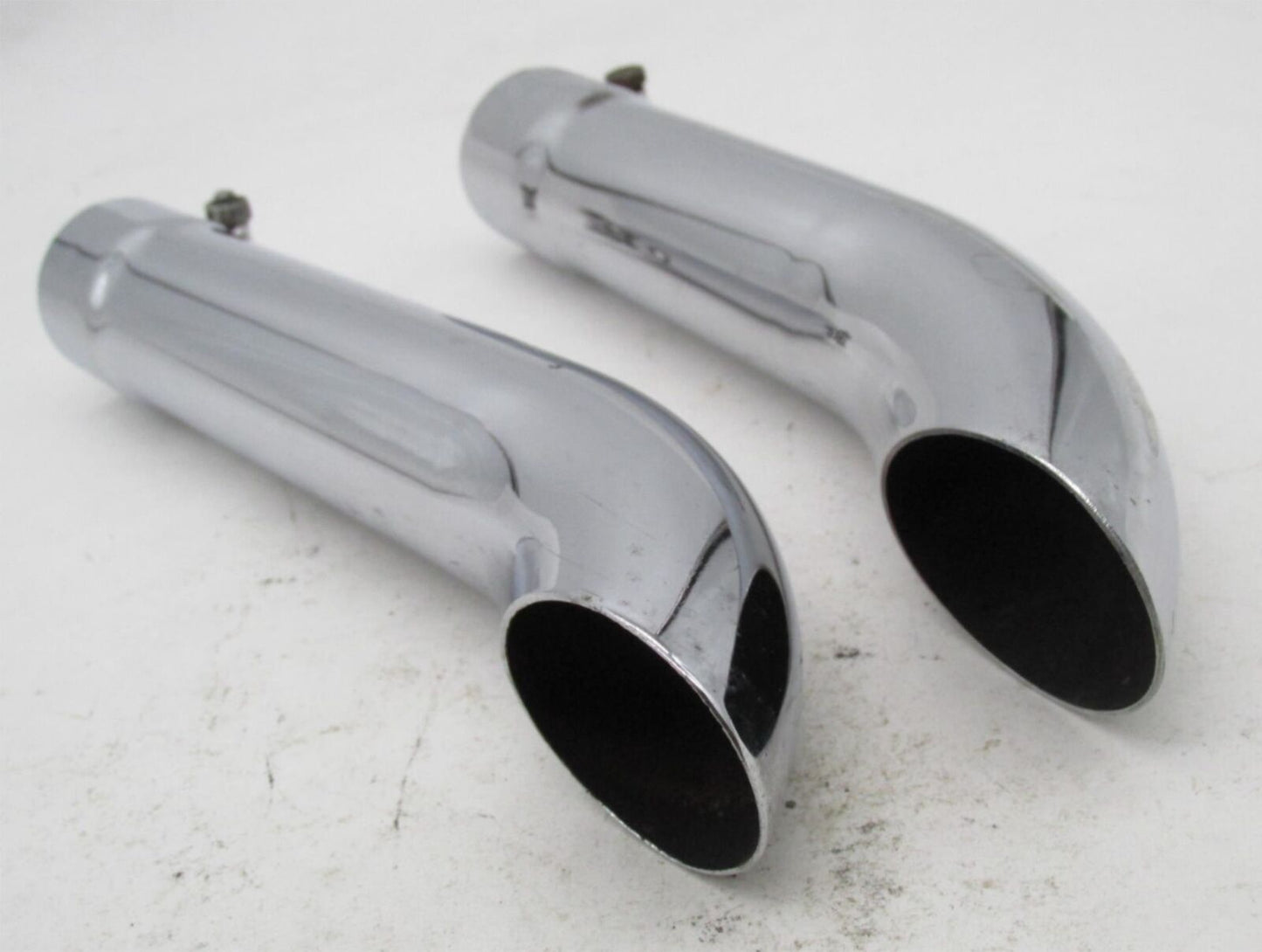 Pair of Vintage Triumph BSA Bates Genuine 10" Long Turn Out Exhaust Tips