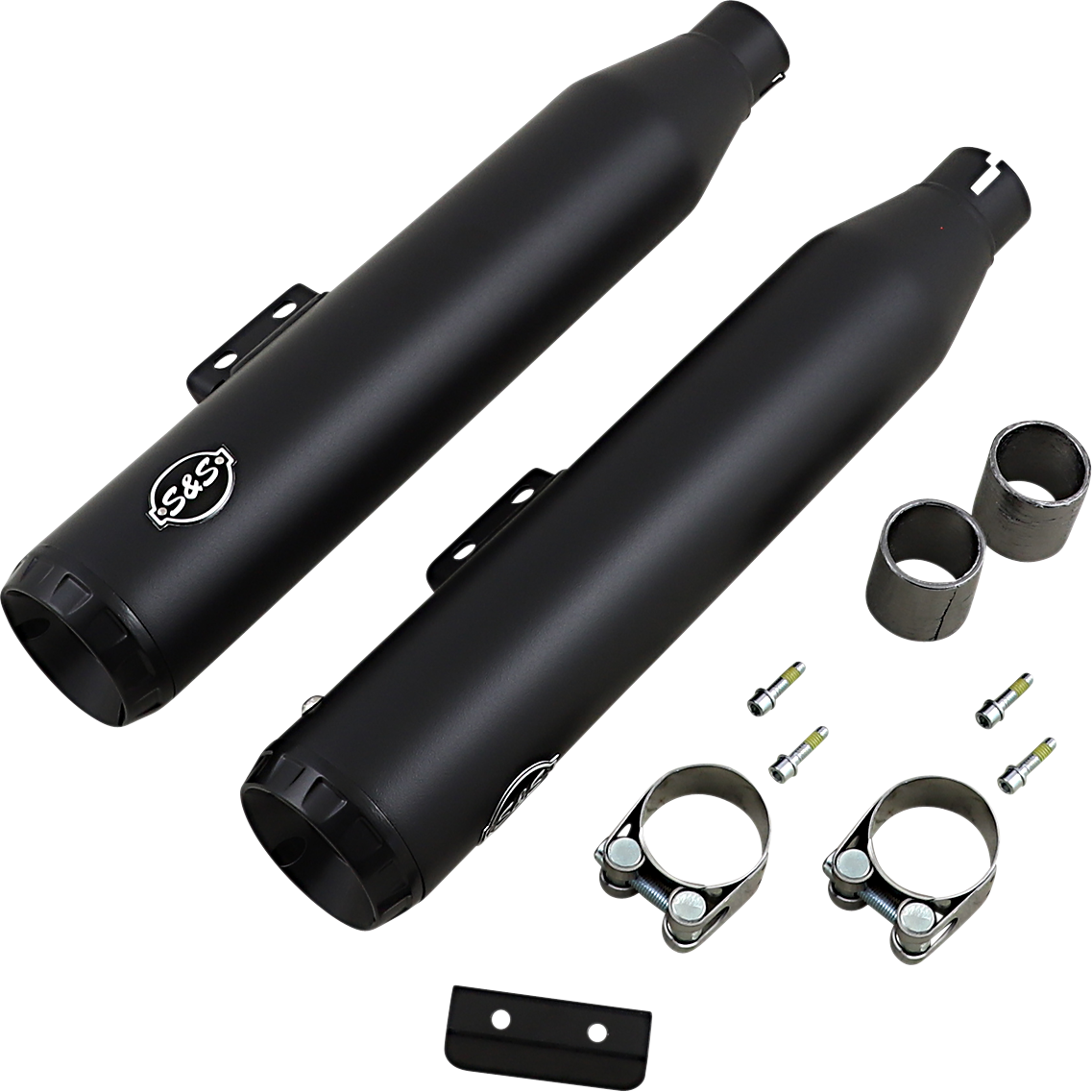 S & S Cycle Grand National 50 State Slip-On Mufflers Black 550-0754B