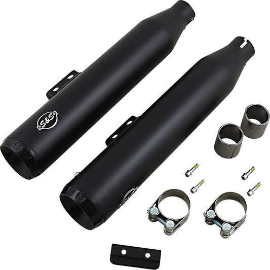 S & S Cycle Grand National 50 State Slip-On Mufflers Black 550-0754B