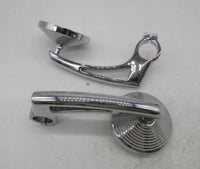 Highway Hawk Universal Motorcycle Chrome Bar End Ribbed Mirror Set 91-893