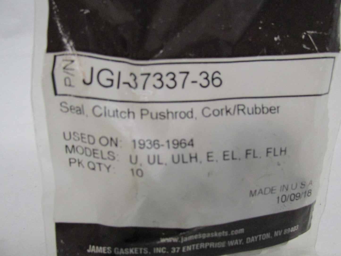 Pack of 10 Harley Davidson James Rubber Clutch Pushrod Corks Rubber JGI-37337-36