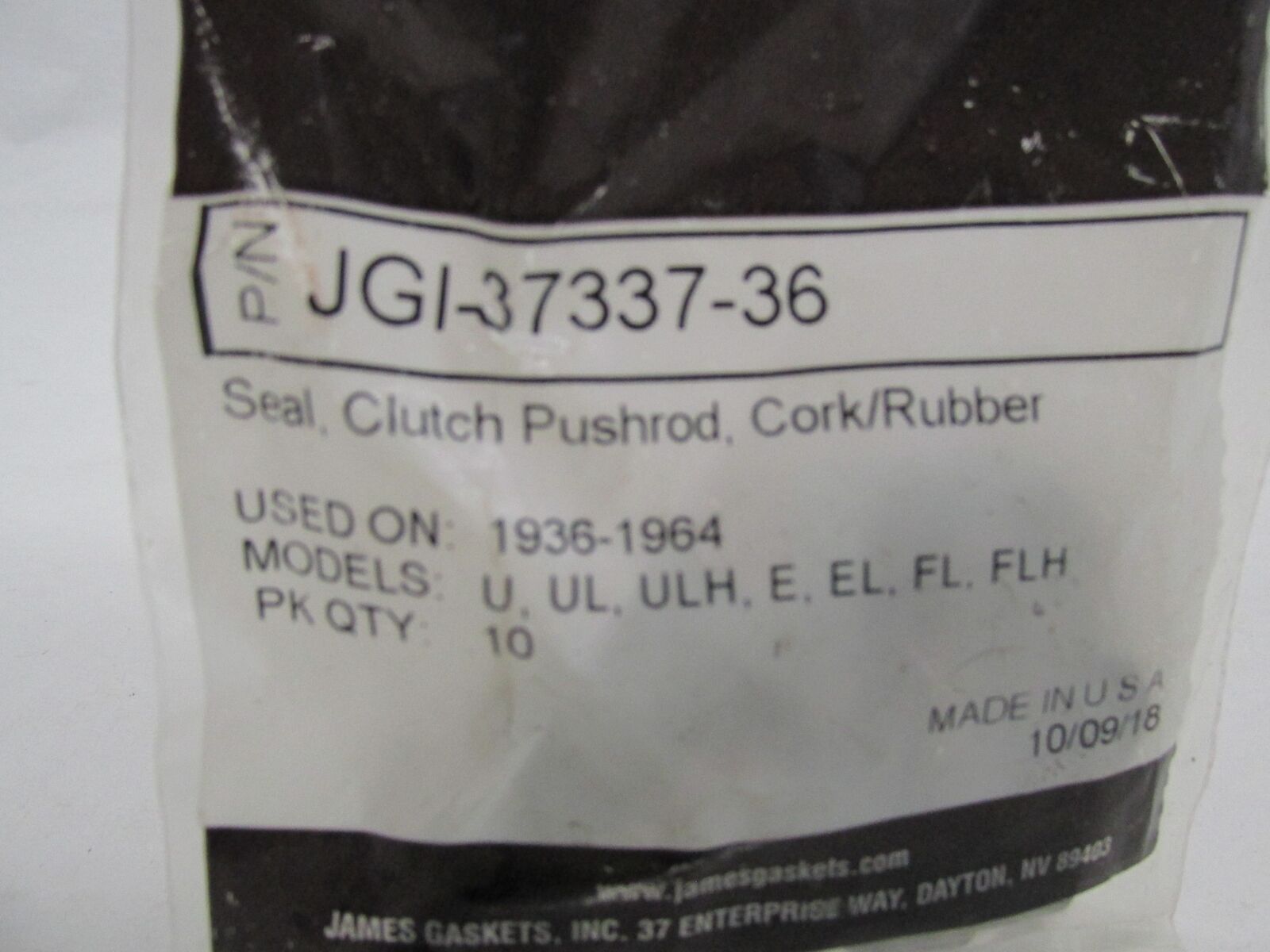 Pack of 10 Harley Davidson James Rubber Clutch Pushrod Corks Rubber JGI-37337-36