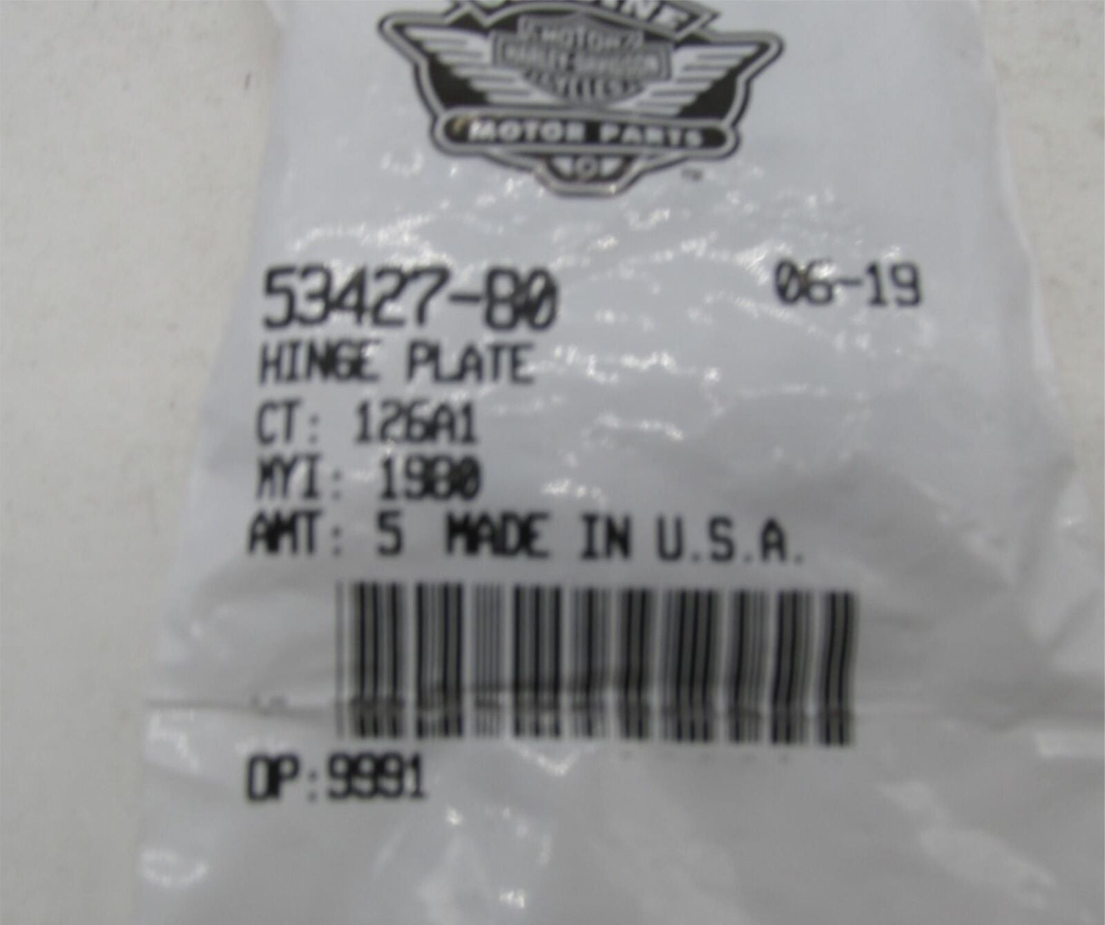 Lot of 5 Harley-Davidson Genuine NOS Hinge Plates 53427-80