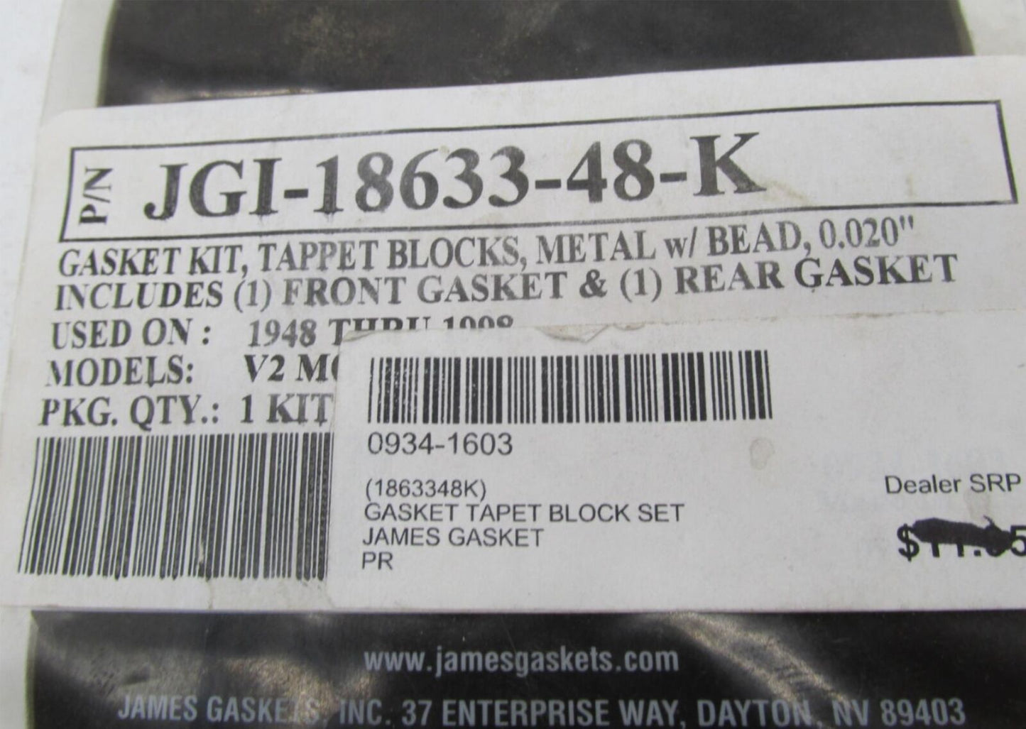 Harley Davidson James Gasket Tapet Block Gasket Kit JGI-18633-48-K
