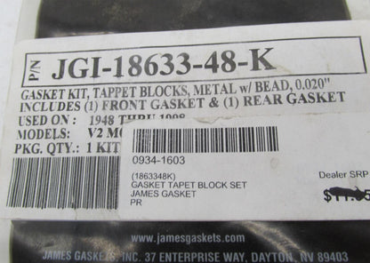 Harley Davidson James Gasket Tapet Block Gasket Kit JGI-18633-48-K
