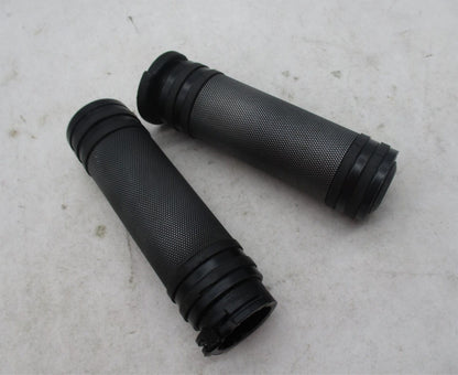 Pair of Harley Davidson Black Knurled Metal Handlebar Grips Missing Endcap
