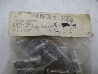 Lot of 9 Harley Davidson Nempco 6/8 Gauge Chrome Spokes Nipples 94335 43099-29