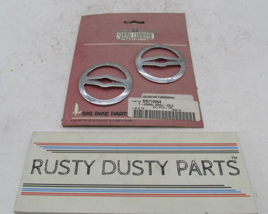 Pair of Show Chrome Honda Yamaha Turn Signal Celestar Grills DS719964 61-109