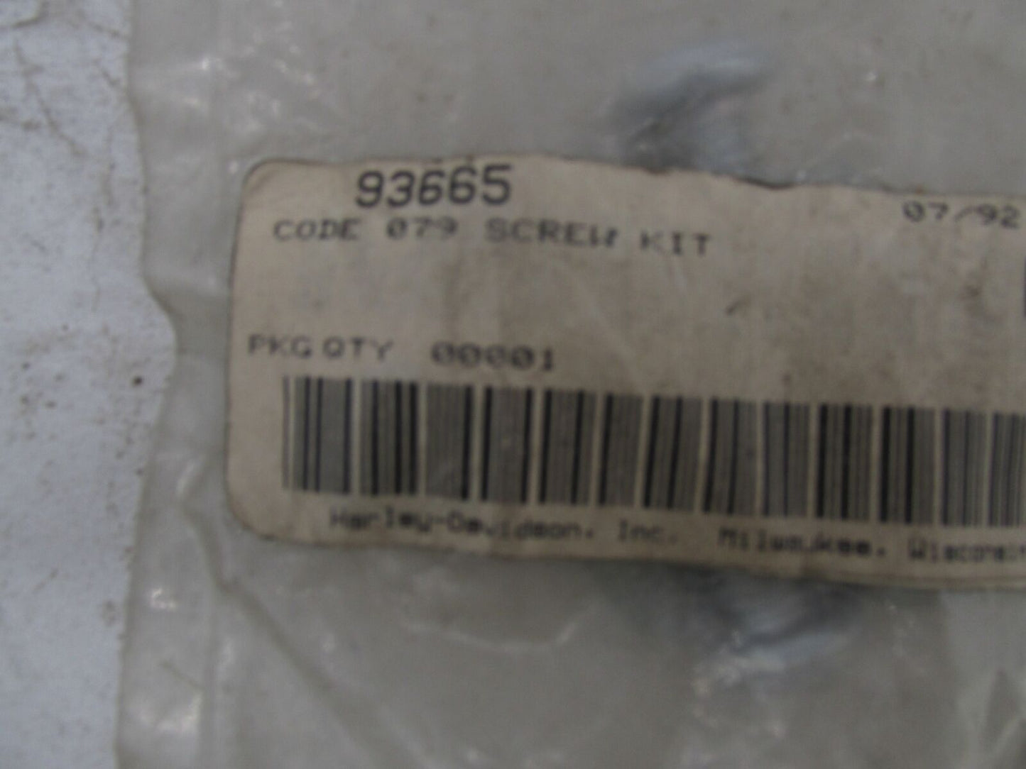 Harley Davidson Genuine NOS Recall Code 079 Screw Kit 93665