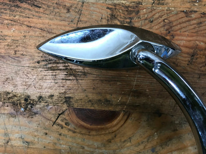 Harley Right side Mirror Custom Chrome Grooved Stem Crescent Style Cho