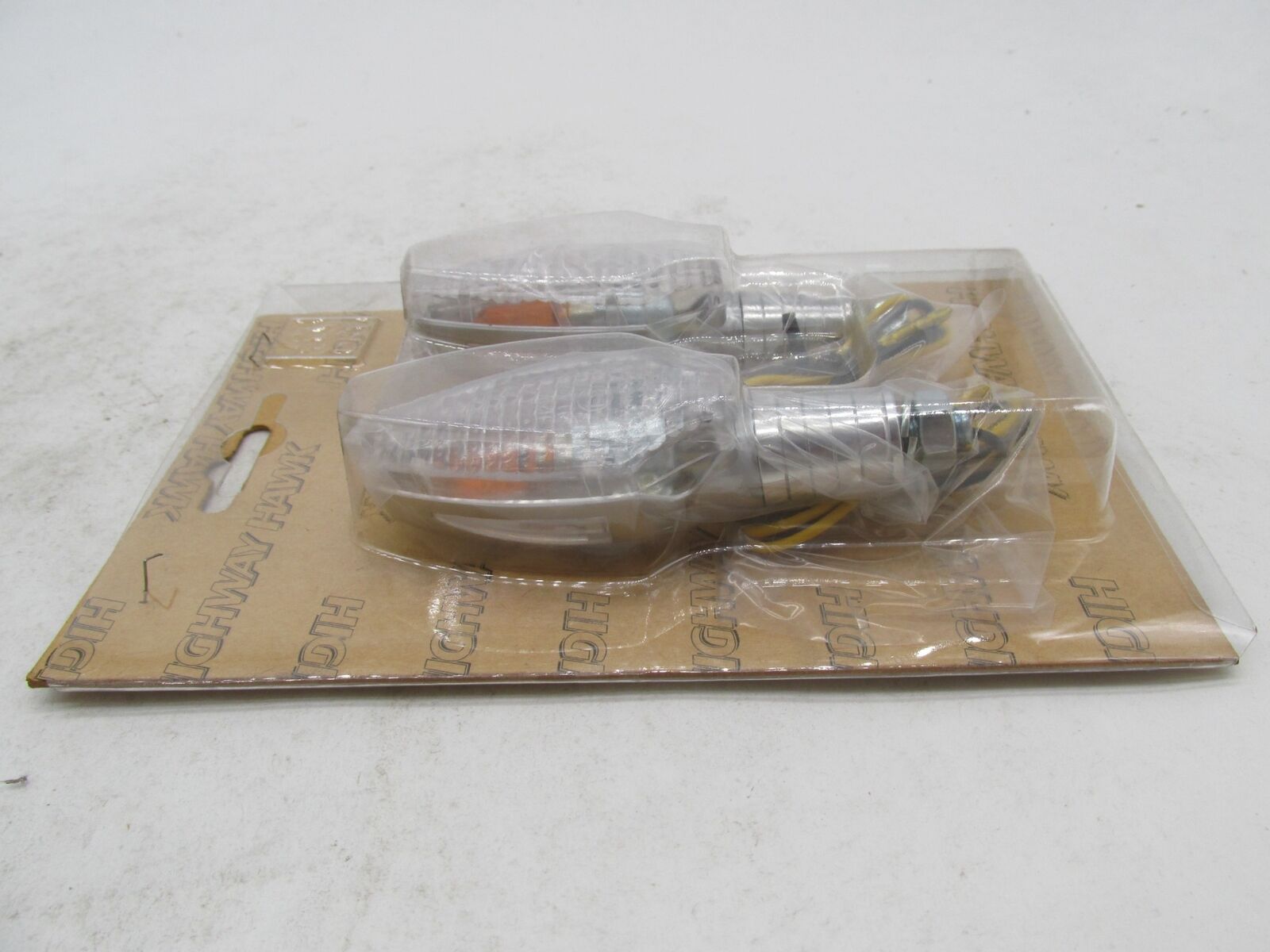 Set of Highway Hawk Motorcycle Chrome Turn Signals Slim Clear Lens 68-6010