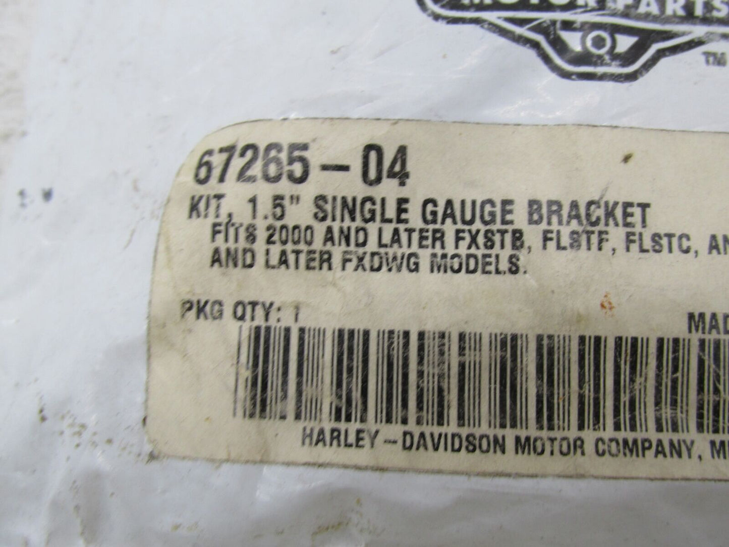 Harley Davidson Genuine NOS FXSTB FLSTF 1.5" Single Gauge Bracket Kit 67265-04