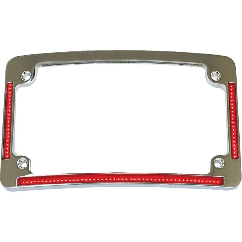 Custom Dynamics Radius License Plate Frame with Red Leds Chrome TF08-C