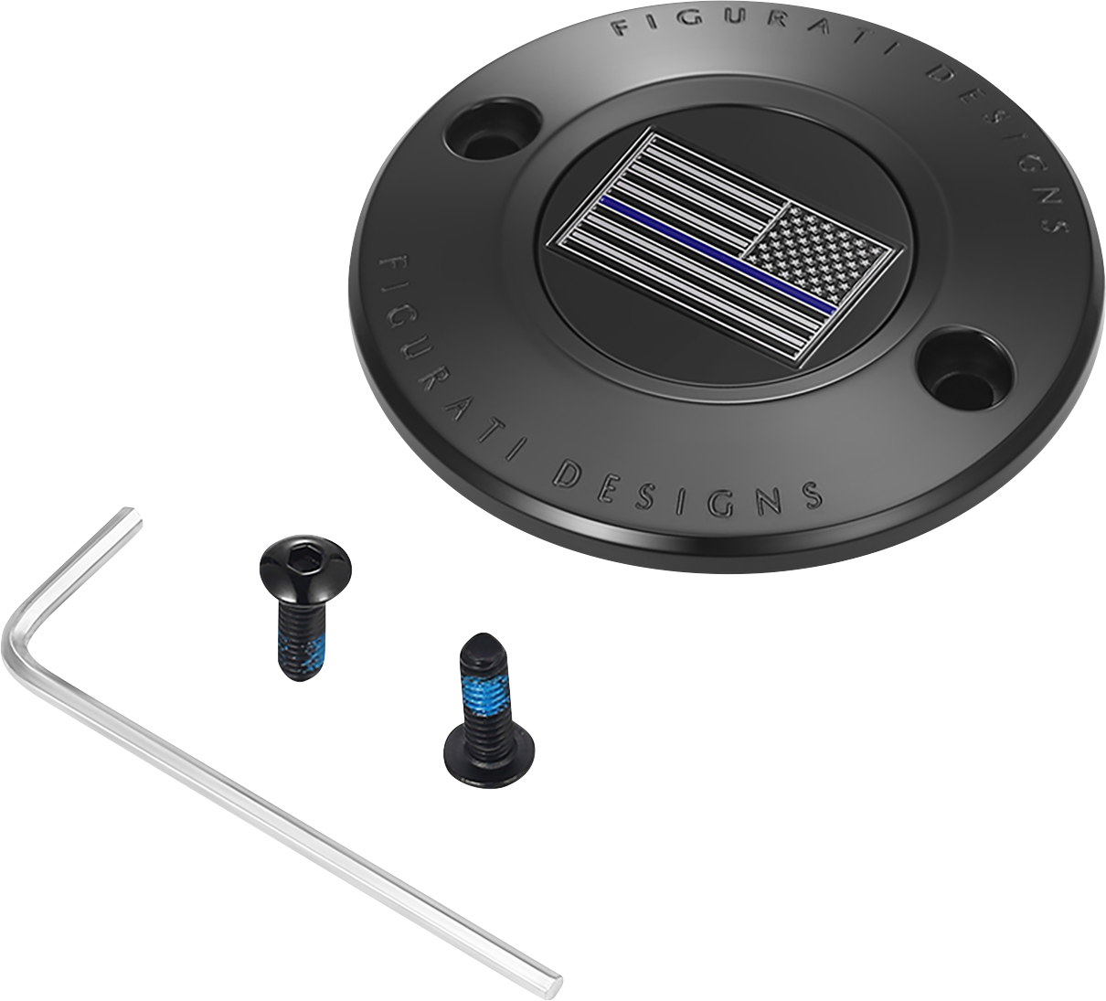 FIGURATI DESIGNS Timing Cover 2 Hole Blue Line - Black American FD71-TC-2H-BLK