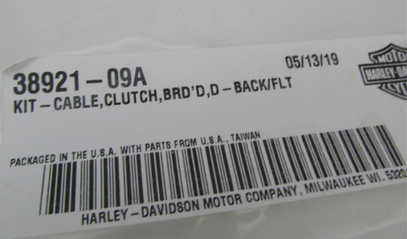 Harley-Davidson Genuine NOS Diamondback Black FLT Clutch Cable 38921-09A