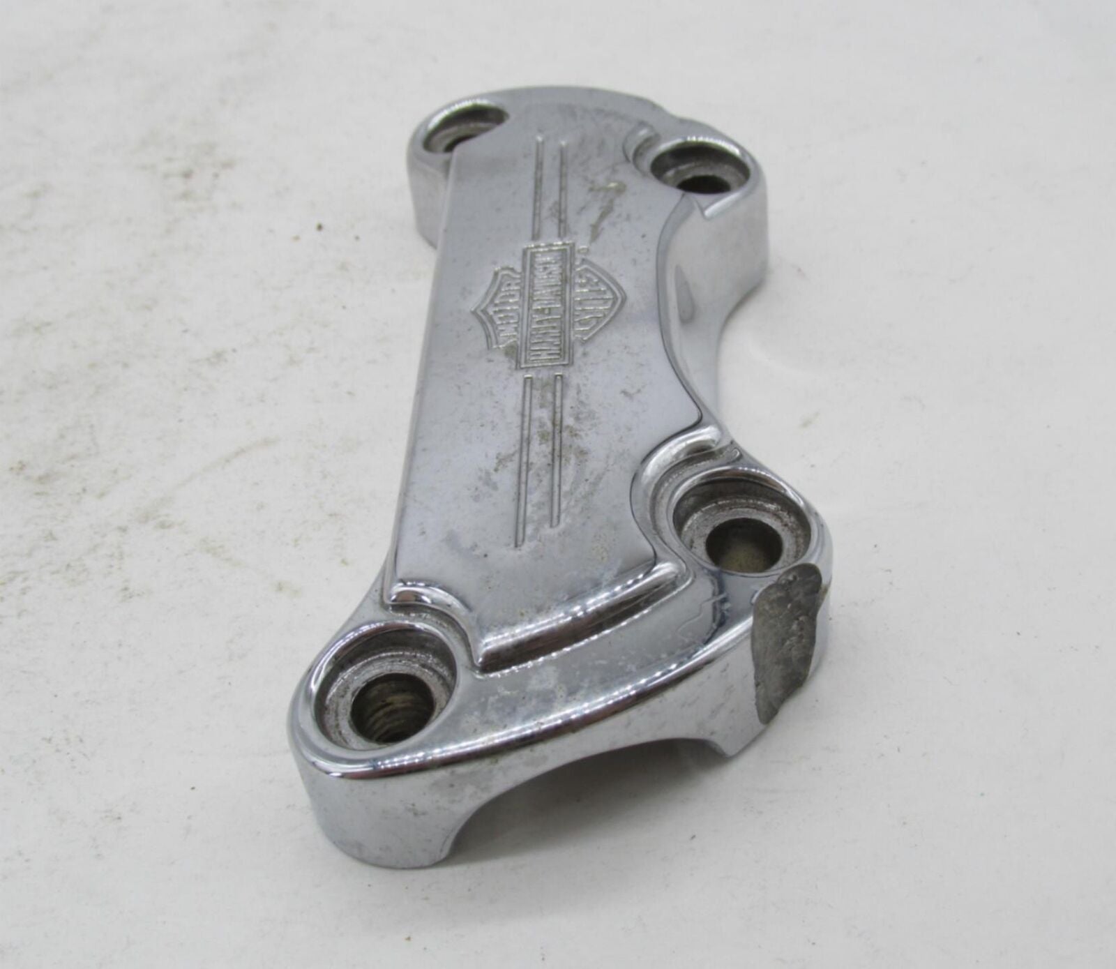 Harley-Davidson Chrome Riser Clamp Cover with Bar Shield Logo 56567-86B